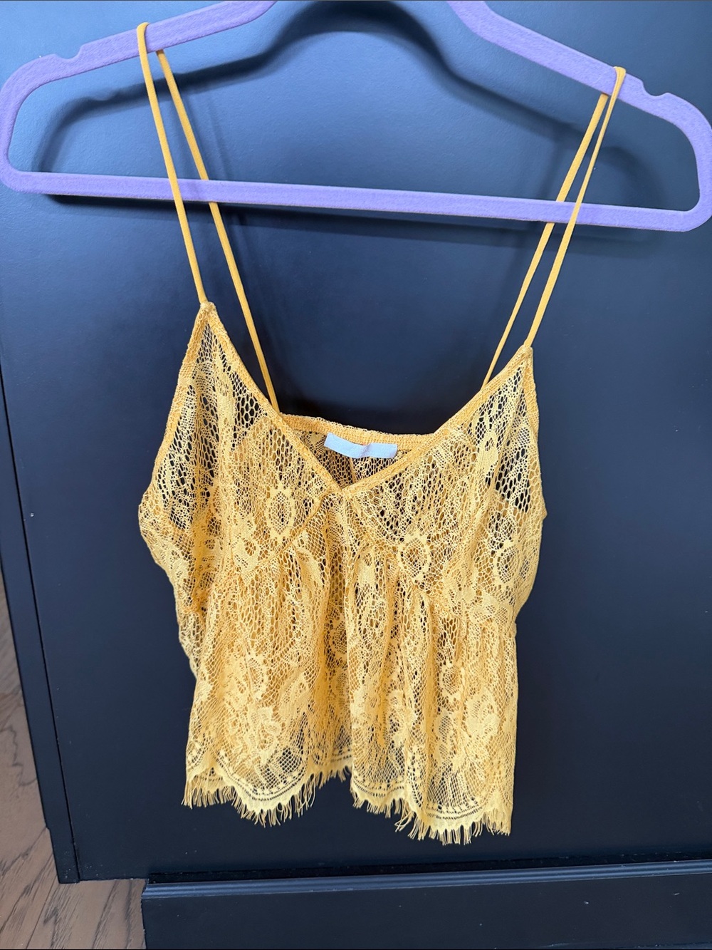 Zara Mustard Yellow Lace Camisole with Double Spaghetti Straps